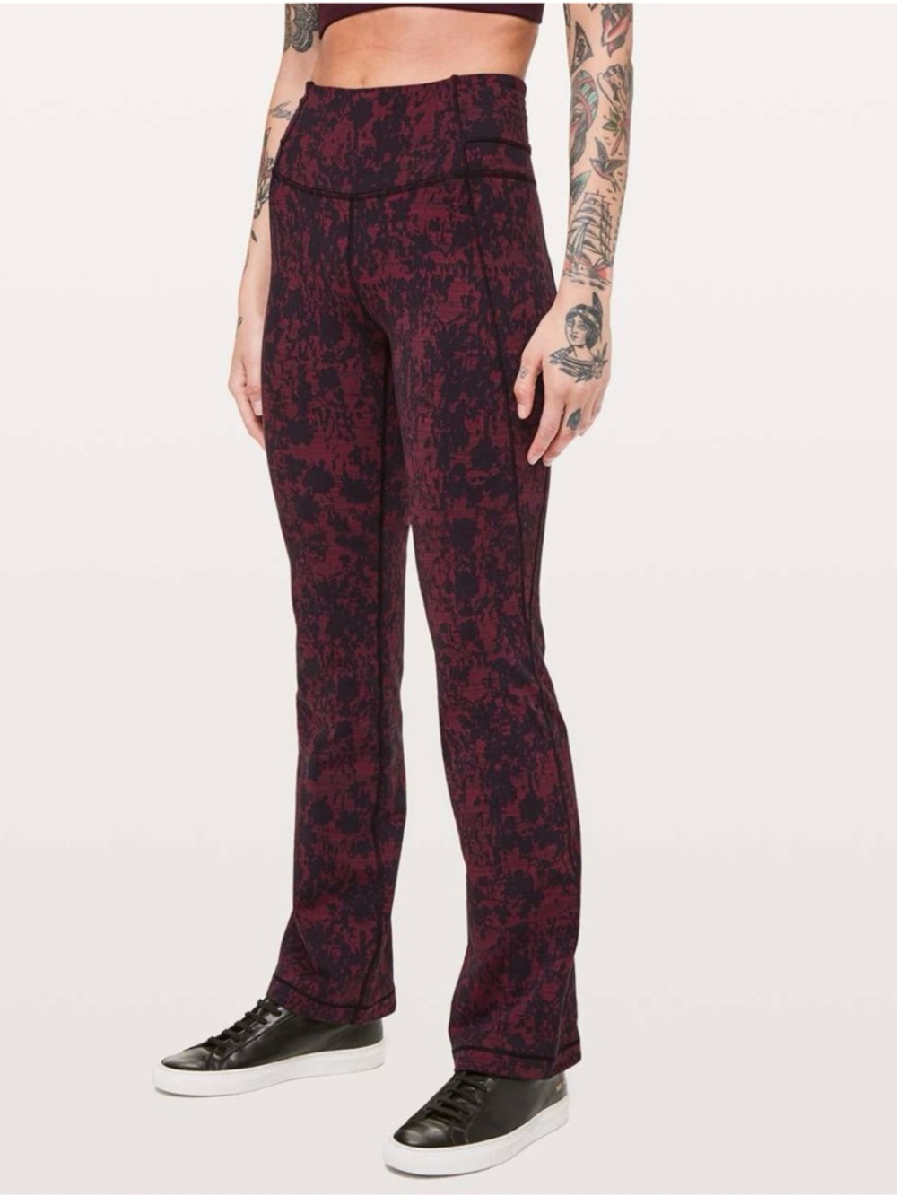 Lululemon Scatter Blossom Jacquard Garnet Black Wunder Under High Rise Leggings